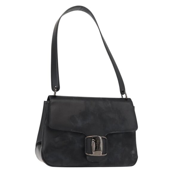 Salvatore Ferragamo Handbags - Salvatore Ferragamo Vala Shoulder Bag Leather Black Silver Auth gh1115